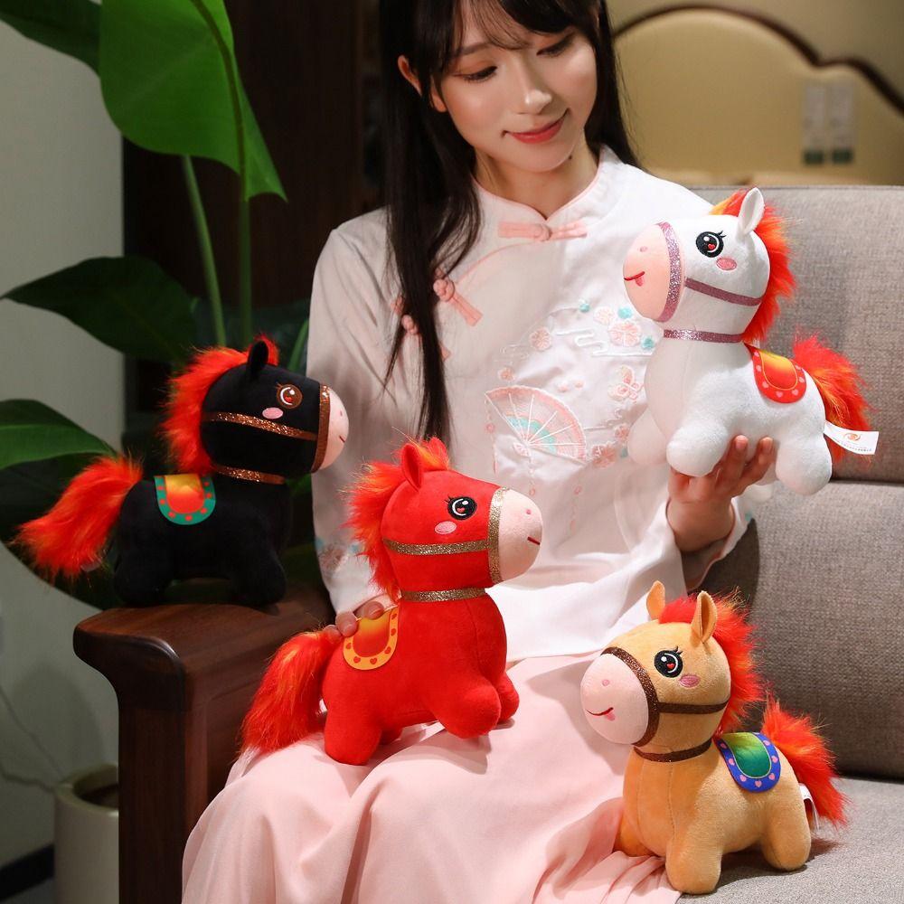 Fluffy Horse Stuffed Animal Horse Cartoon Horse Plush Doll Unique Plush Toy Doll  Horse Ornament