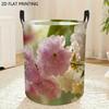 1pc Laundry Basket, Pink And White Cherry Blossom Natural Light Pattern Printed Dirty Clothes Basket, Foldable Multi-Functional Storage Basket with Ha