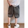 Men's Summer Compound Stripes Splicing Elastic Waist Shorts Five Points Personalized Casual Beach Pants