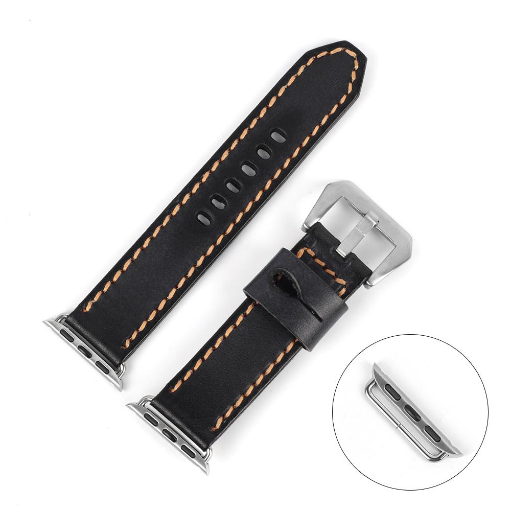 Vintage Leather Watch Band 44mm 40mm 42mm 38mm Black Tan Cowhide Watch Strap Replacement for Smartwatch Wrist Bracelet Watches