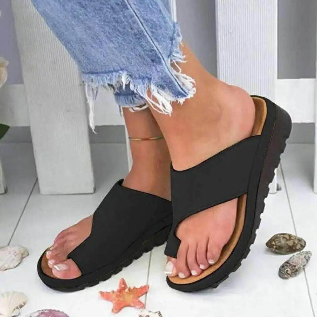 

Women Summer Sandals Comfy Platform Flat Shoes Sole Ladies Casual Soft Big Toe Foot Sandal Orthopedic Bunion Corrector Slippers
