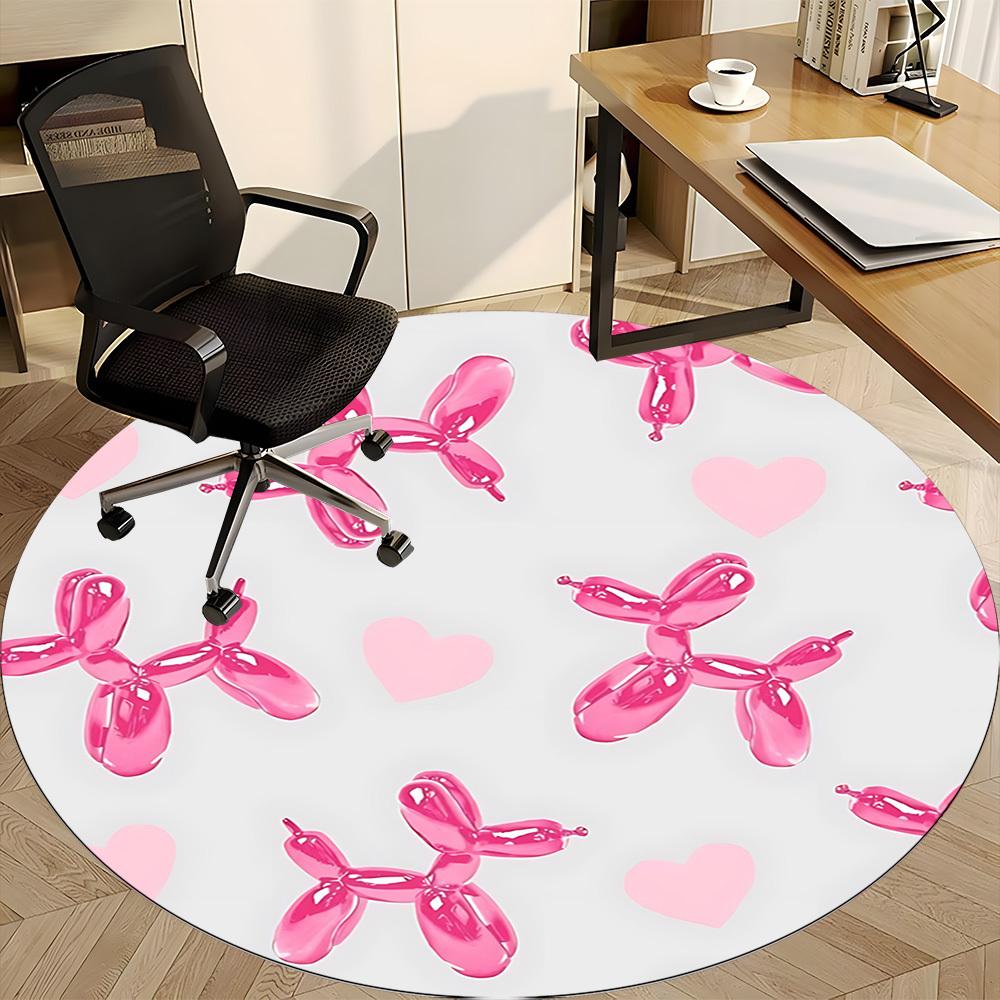 1pc Balloon Dogs Office Round Rug, Carpet for Office, Gaming, Lightweight Round Floor Mat yy260205053