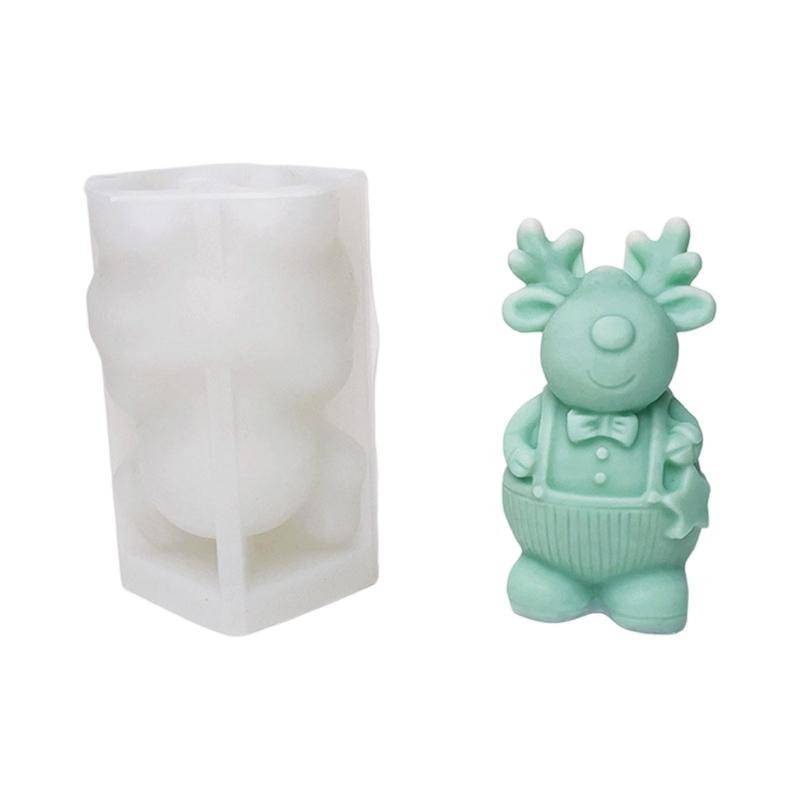 Sturdy Food Grade Silicone Candle Making Mould With Christmas Tree and Reindeer Designs