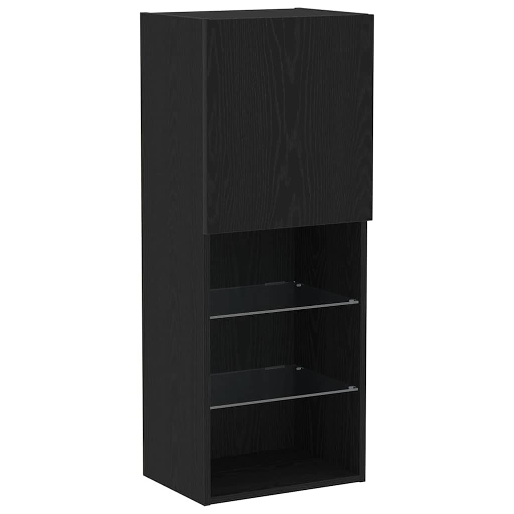 TV Cabinet Set 4 Pcs Black Oak Effect Particleboard