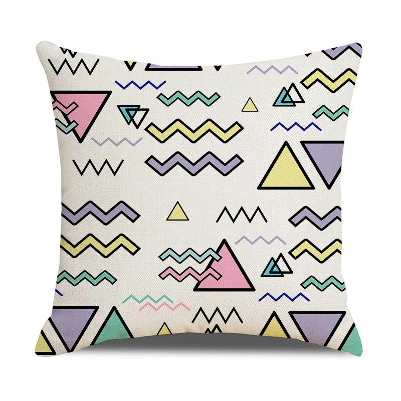 Memphis Inspired Pattern Plaid Cushion Cover for Home Sofa Chair Pillow  Mint Pink Throw