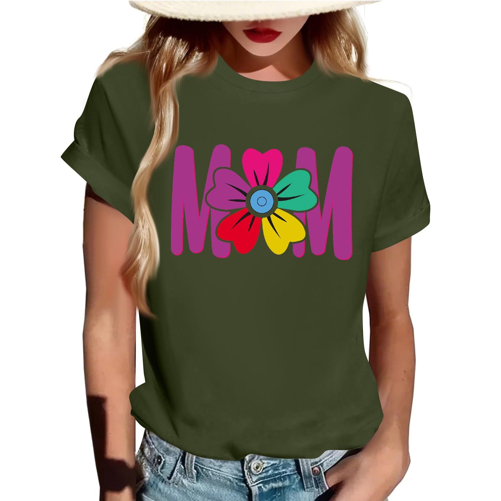 

Взрослые Повседневные Ежедневные Круглый вырез с принтом Короткие рукава Футболка Топ с буквами L зелёный