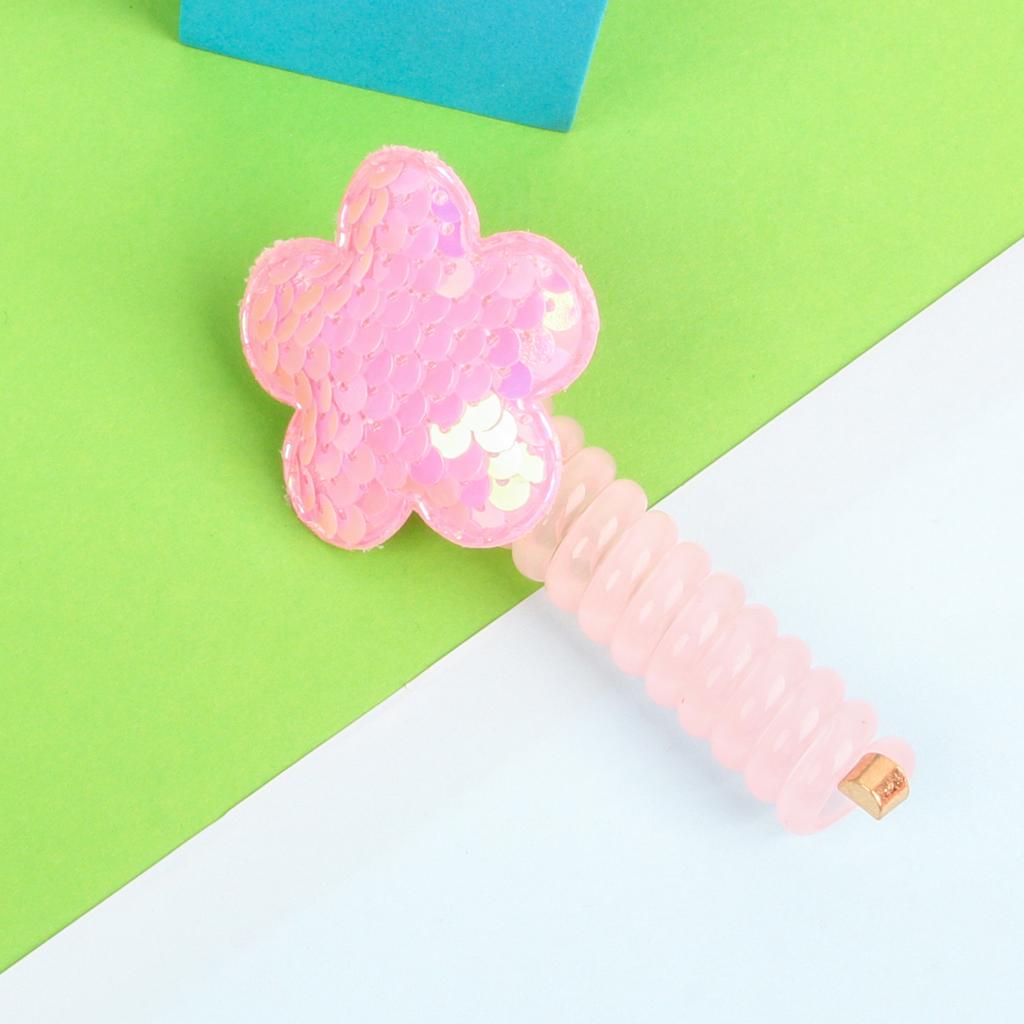 Neues Pailletten-Blumen-Elastisches Haarband Niedliche Mädchen Telefonkabel Linie Elastizität Glitzer Stern Haarband Für Kinder Haarschmuck