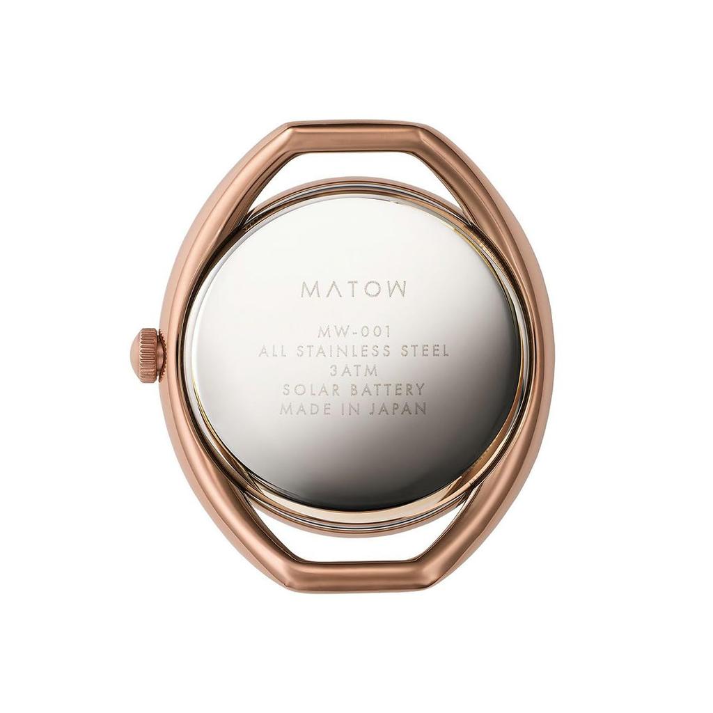 Authorized Dealer MATOW Watch with Leather Strap Indigo Round Rose Gold AKI Akilea [MATOW] Solar-Powered Women's (mw001011brwss) [Shiki Charcoal]