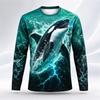 Whale Shark Ocean Pattern Men Long Sleeve Crew Neck T Shirt 3d Print Animal Graphic Top Casual Tee For Ocean Lovers Daily Street