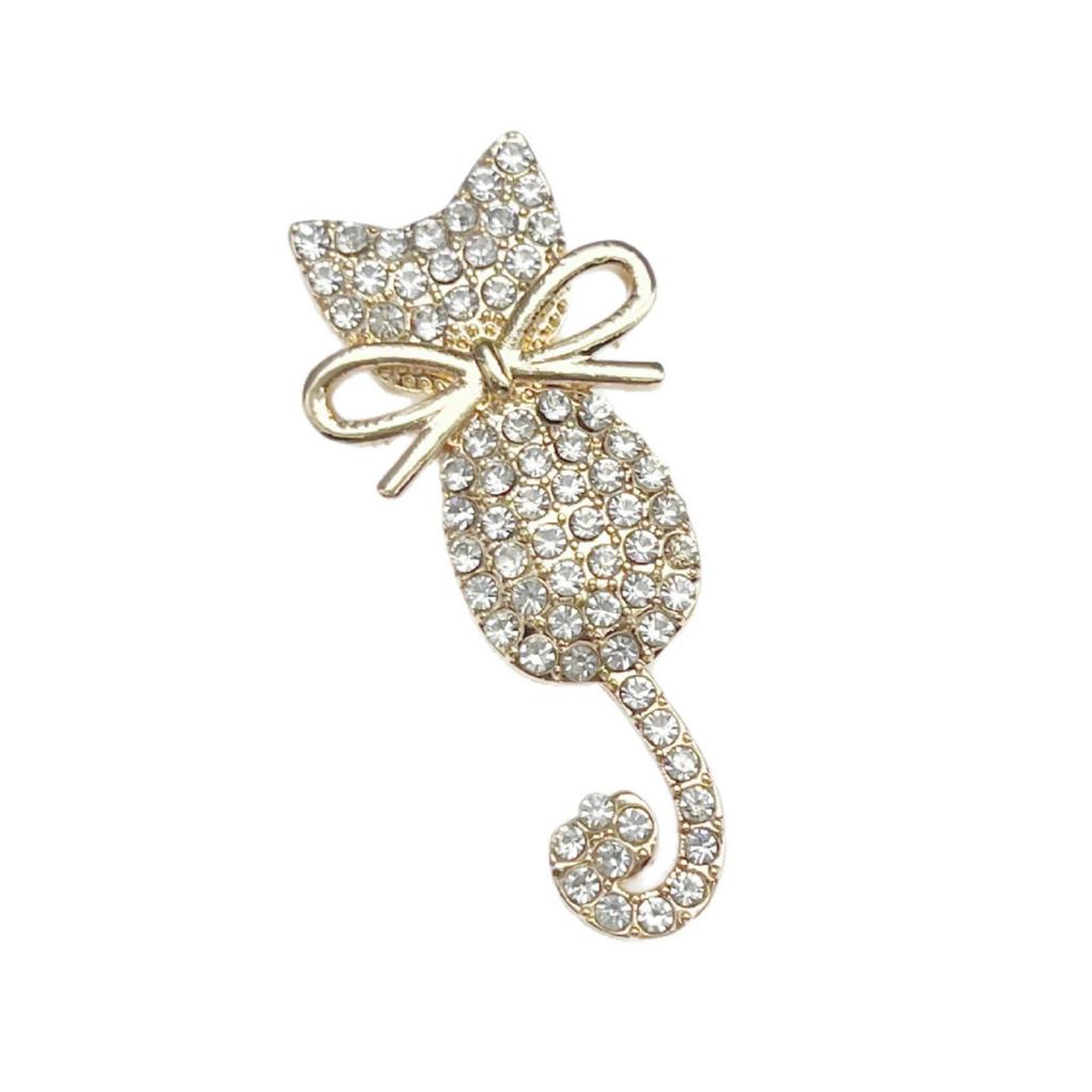 Korean-inspired Rhinestone Kitten Brooch: Cute, Fashionable Cardigan Pin & Suit Accessory for Men and Women
