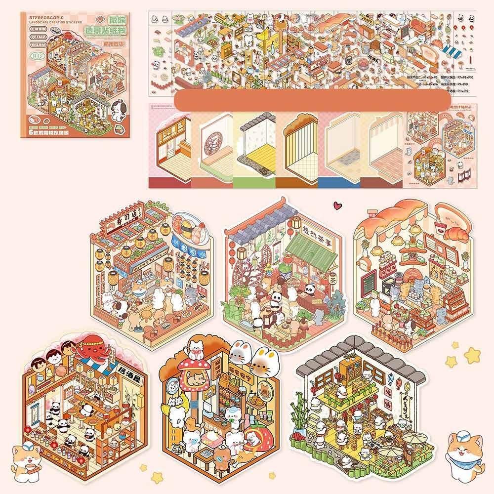 

DIY 3D Landscape Sticker Book Cartoon Sticker Cabin Scene Student Kid Child Type A