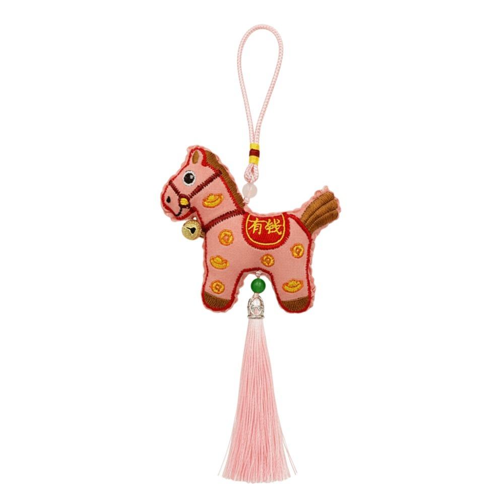 Chinese Style Pony Embroidered Pendant Tassel Zodiac Mascot New Year Horse Pendant Funny Spring Festival