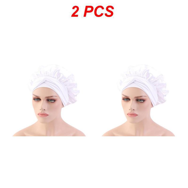 Adjust Solid Satin Bonnet Hair Styling Long Hair Care Women Night Sleep Hat Silk Head Wrap Shower Hair Styling Tool