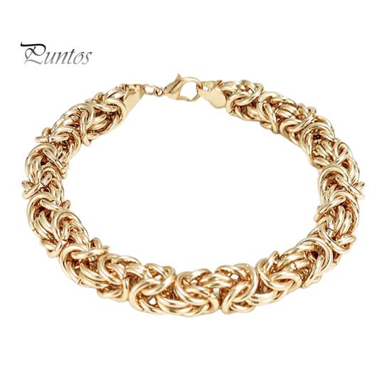 

Унісекс Візантійський ланцюжок Браслет Лобстер Застібка Металевий полірований Товстий Легкий хіп-хоп Наручні прикраси Шопінг Робота Вечірка Побачення золотистий