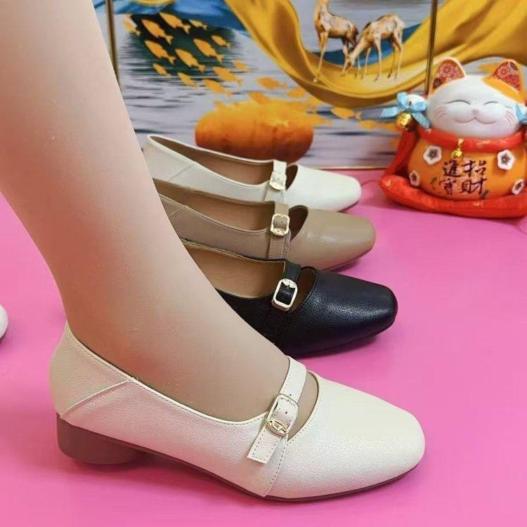 Single shoes new soft leather soft sole low top pointed comfortable and lightweight explosive flat bottom shallow mouth leather shoes 2025 wo