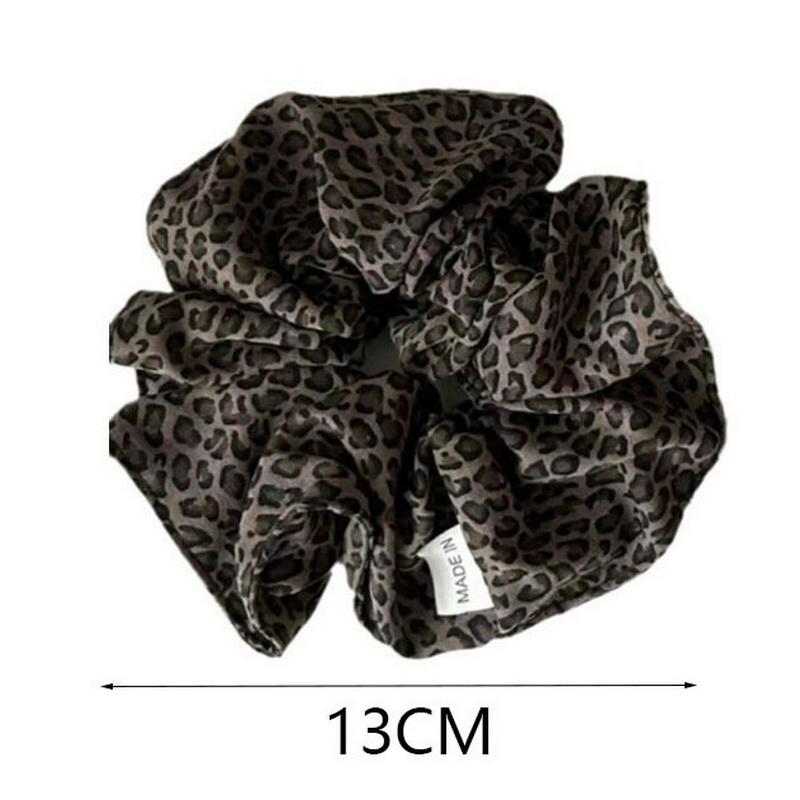 Koreanische Mode Leopardenmuster übergroßes Scrunchie für Frauen elastisches großes Haarband Mädchen schwarze Haargummis Retro Haarband