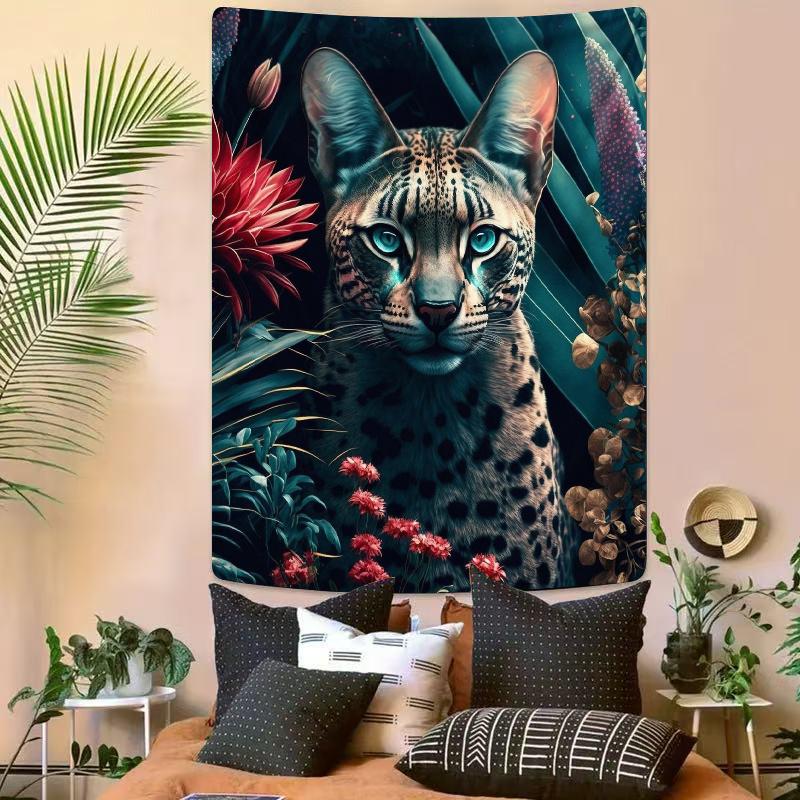 Jungle BlueEyed Leopard Digital printing polyester wall tapestry suitable for use in living rooms bedrooms offices bars party