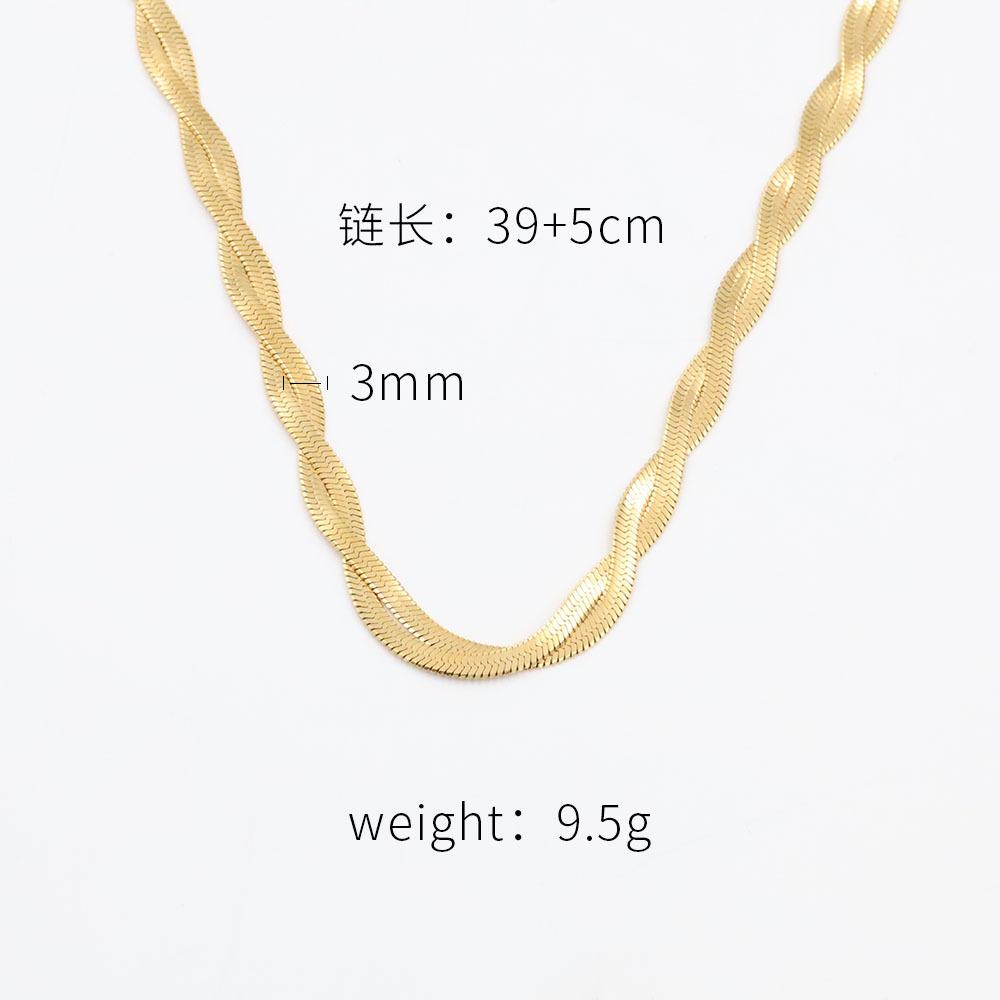 

Personality Simple Titanium Steel Clavicle Chain Premium Sense 18K Double Layer Cross Braided Blade Chain Necklace Female золотий