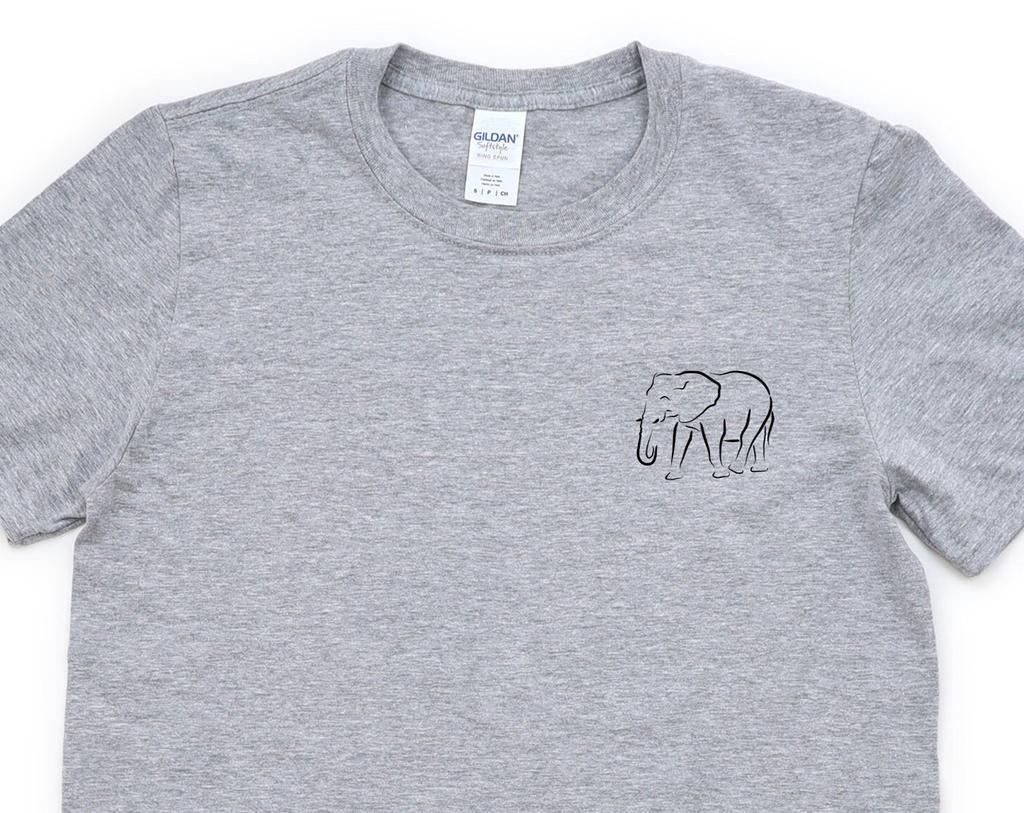 Elephant Outline T-Shirt: Soft Cotton Tee, Animal Lover Gift