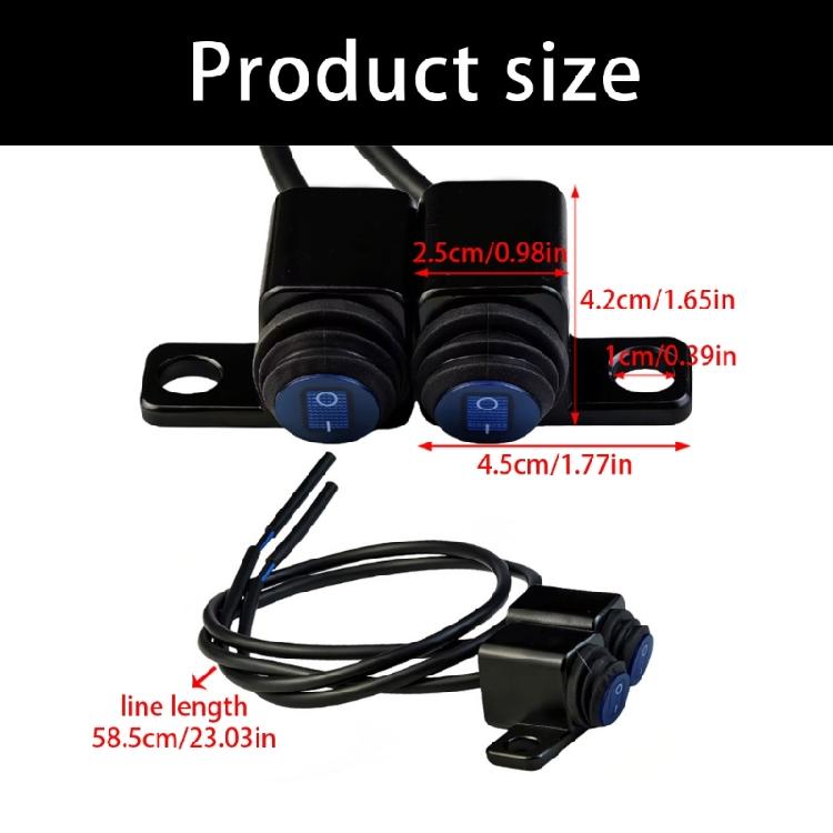 Motorbike Accessories Blue Light 2 Control Button Handlebar ON Off Switches Motorcycle Switches Waterproof for Headlight