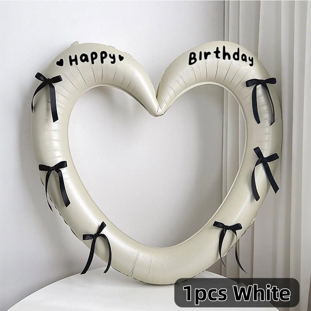 1pcs Heart Balloon Birthday Party Festival Prop Wedding Decoration Heart-Shaped Photo Frame Romantic Bow Deco Home Accessories
