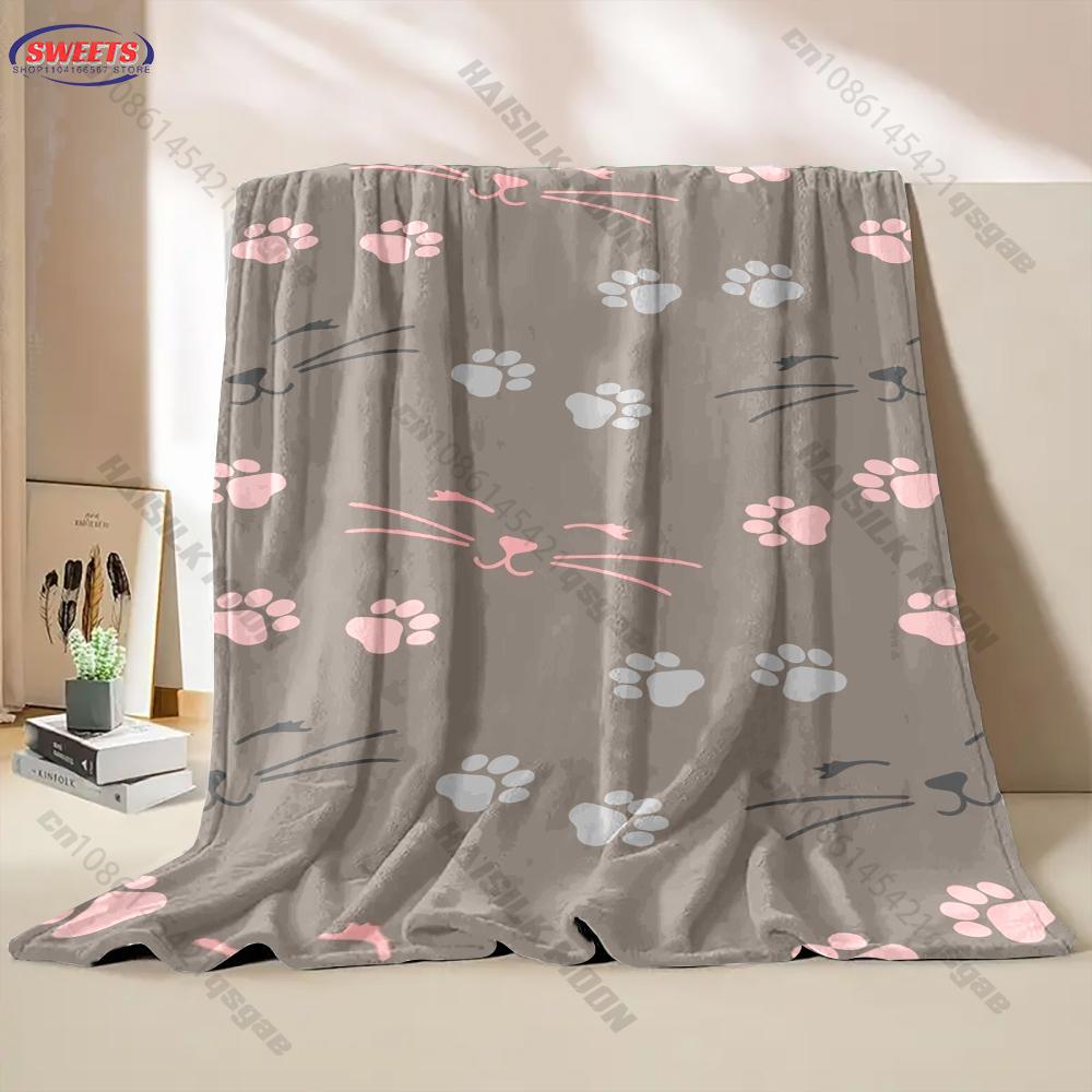 3D Cat Paw Theme Print Blanket for Boys Girls Adults,Soft Cozy Blanket for Home Bed Sofa, Xmas Holiday Birthday Gifts for Family
