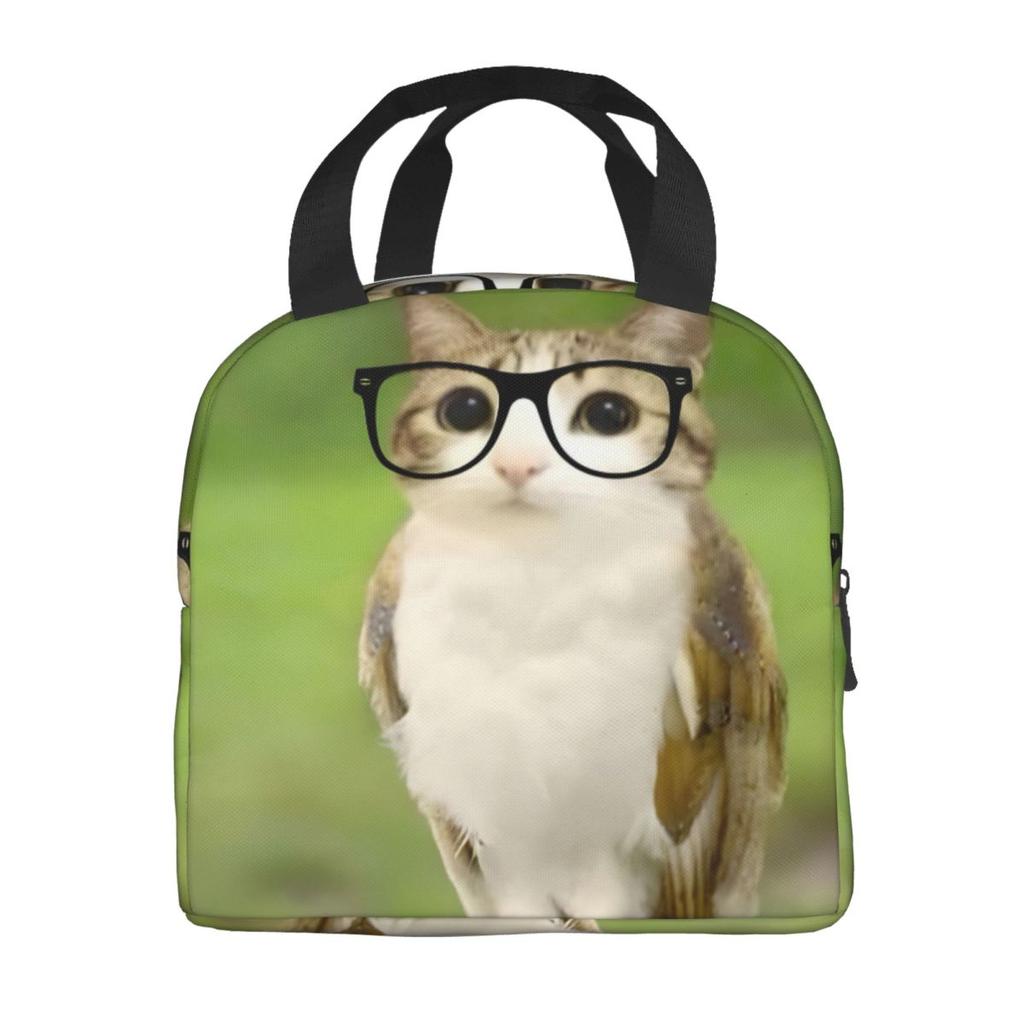 Meowl Cat Owl Meme Thermal Insulated Lunch Bags for School Portable Food Bag Cooler Thermal Lunch Box