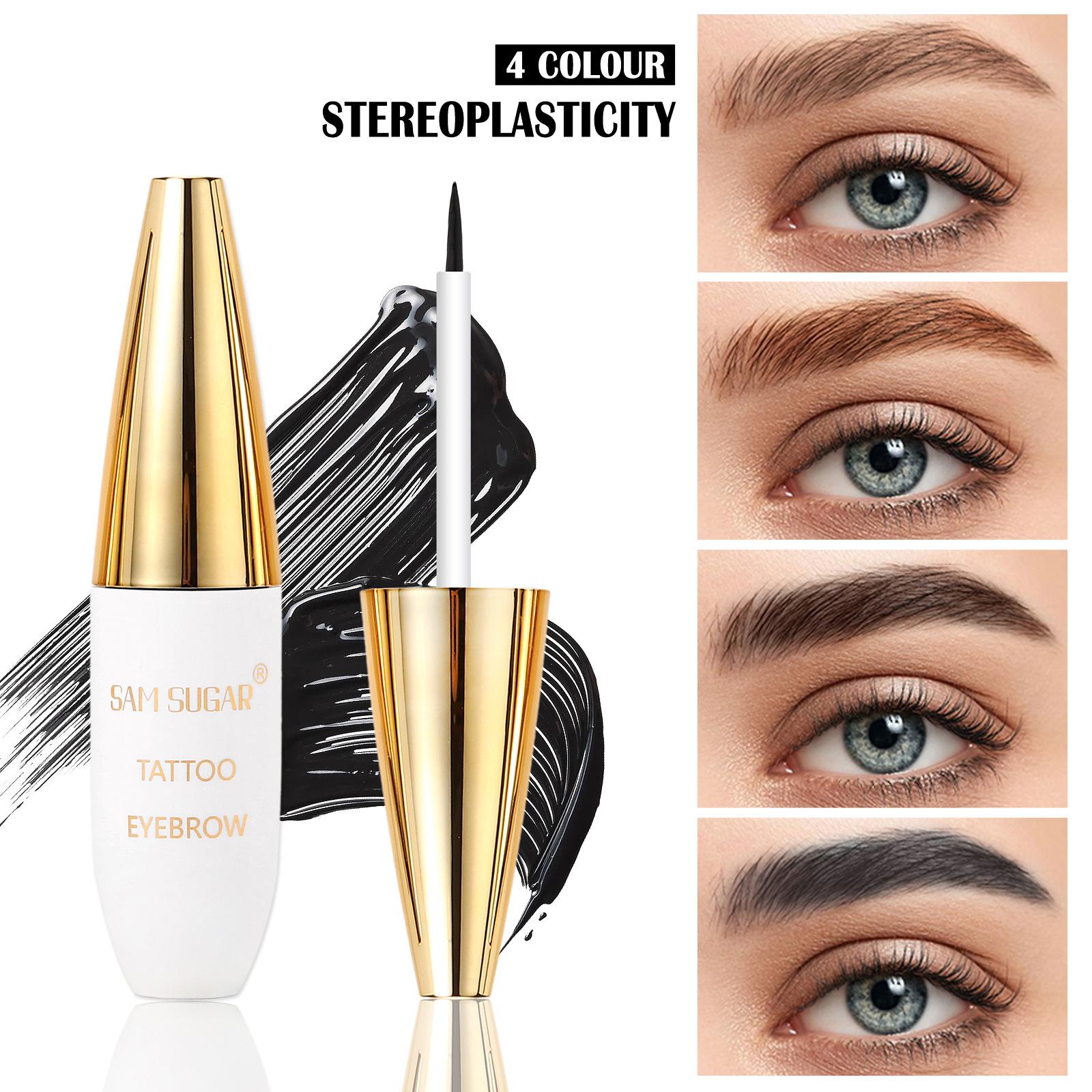4pcs Tear-Off Eyebrow Glue Natural Dye Waterproof Lasting Fasting-Dry One-Step Coloring Tint Liquid Cosmetic Tattoo Eyebrow 4pcs