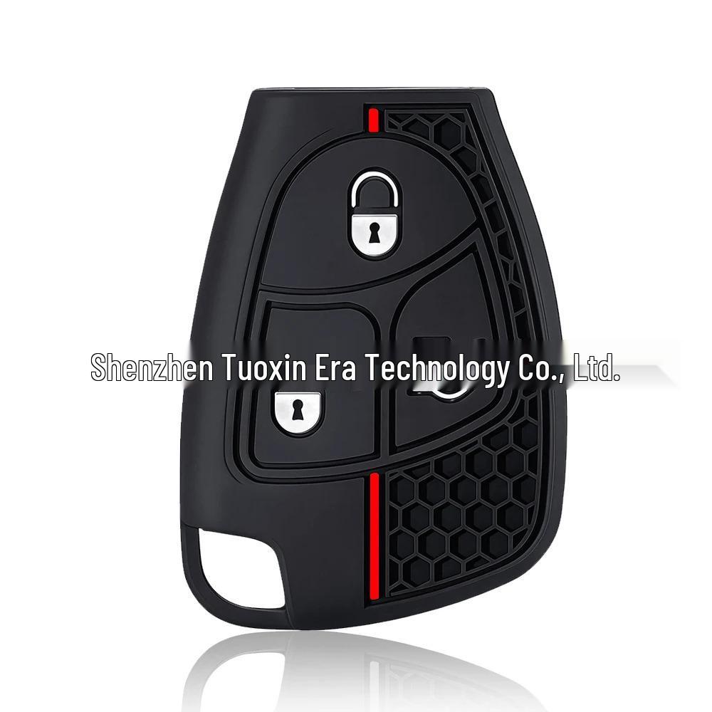 

Mercedes B200/S350/E280 Key Case: Three-Button Honeycomb Texture Silicone Cover червоний