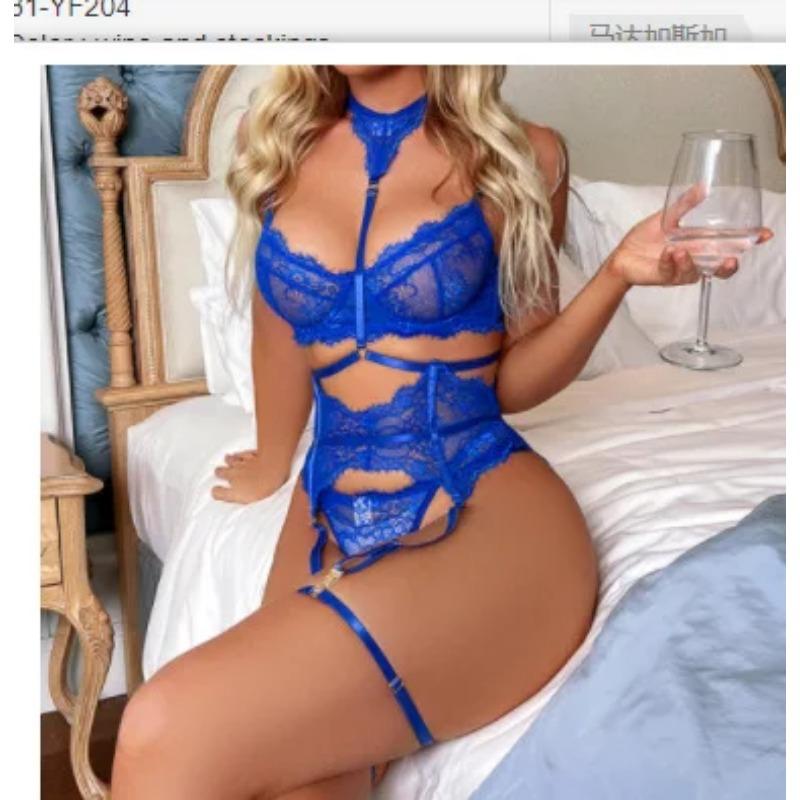 Hot Erotic Mesh Lingerie Set Women Sexy Bra Panties and Garter Sets Woman Sensual Underweat Sex Suit Hot Sex Exotic Costume