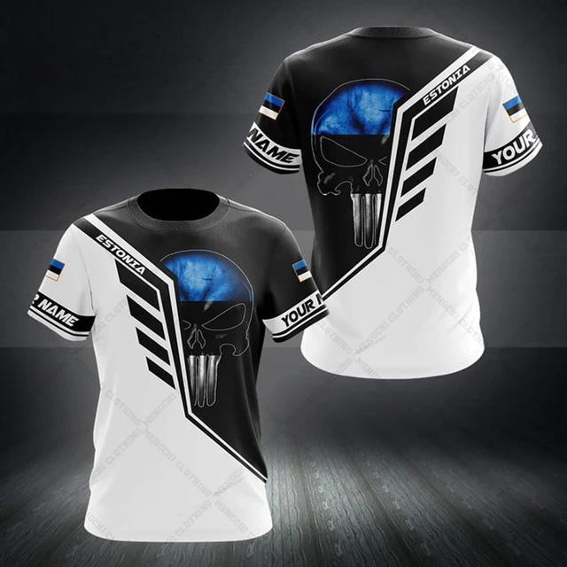Estonia Flag Coat of Arms Graphic Tee Summer Casual Pullover Men's Fashion O-neck T-shirts Boys Oversized Short Sleeve Tops