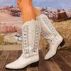 Women's Retro Pointed Block Heel Tall Riding Boots Western Cowboy Boots Graffiti Boots Fall/Winter New