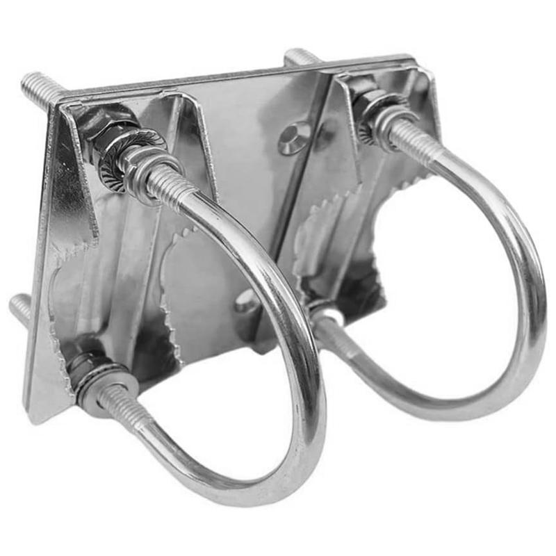 

Universal Mount U-Bracket for Starlink Dish,Heavy U-Bolt Clamp Bracket,Roof Mast to Pole to Pipe Mounting Adapter срібний