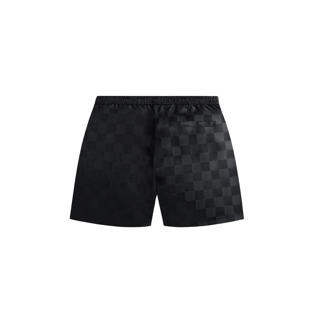 Kith FW24 Checkered Satin Collins Mid-Rise Comfortable Casual Shorts Men shorts Black KHM060696-001