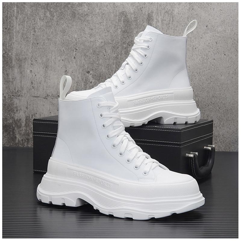 Белая комфортная мужская повседневная обувь из микрофибры высококачественные ботильоны для мужчин нескользящие мужские повседневные ботинки на платформе Botas Homens 41 8850₽