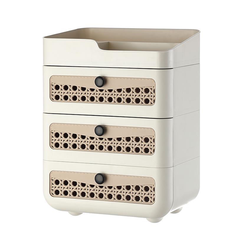 Kosmetik-Aufbewahrungsbox im chinesischen Stil: Staubdichter Schreibtisch-Organizer für Lippenstift, Masken und Hautpflegeprodukte mit Schubladen.