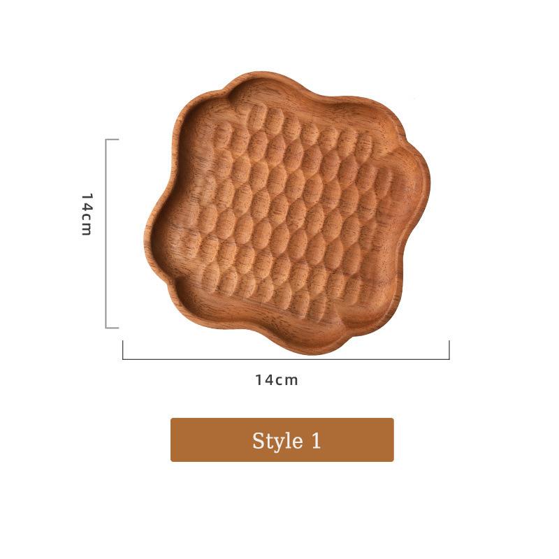 

HeMu Golden rosewood oval coffee tray small saucer tea tray Japanese dessert plate handmade carved tortoise shell plate