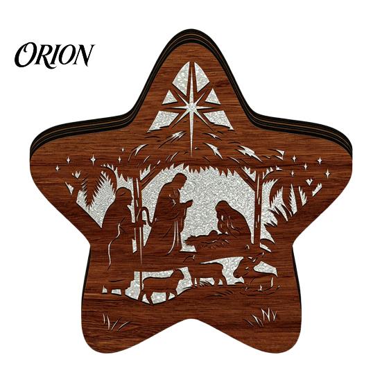Unique Christmas Gifts 3D Wooden LED Night Light, Hollow Carved Tabletop Decor Seasonal with Warm Glow, Festive Holiday Home And Office Decoration