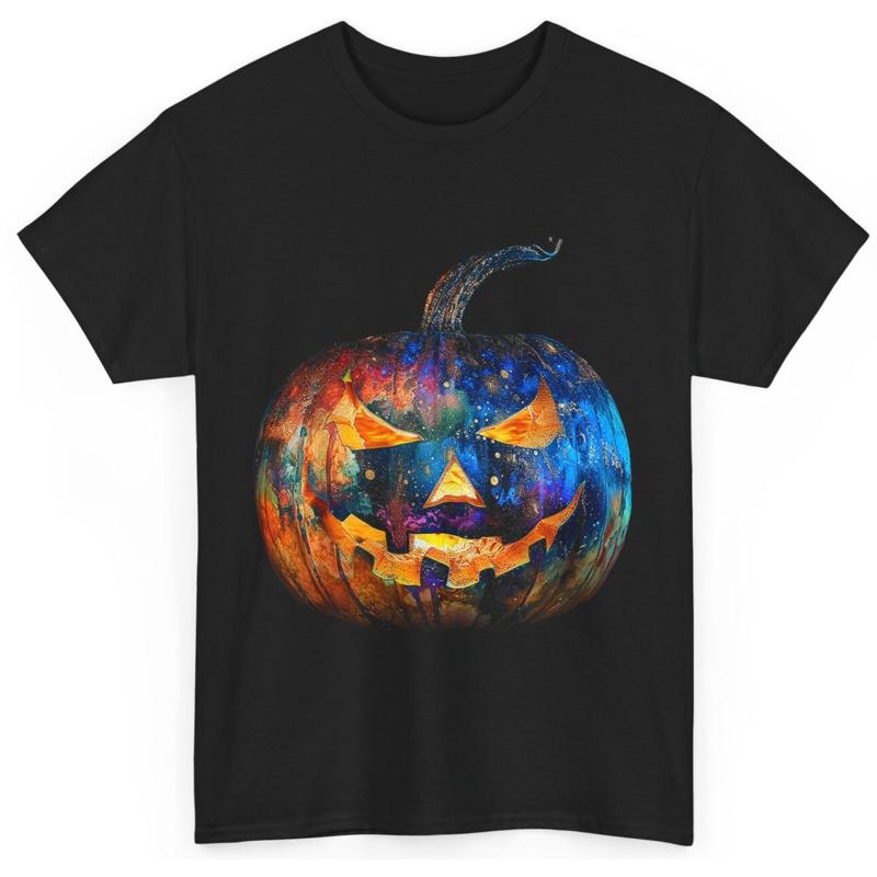 Cosmic Pumpkin Halloween T Shirt Outerspace Pumpkin Art S