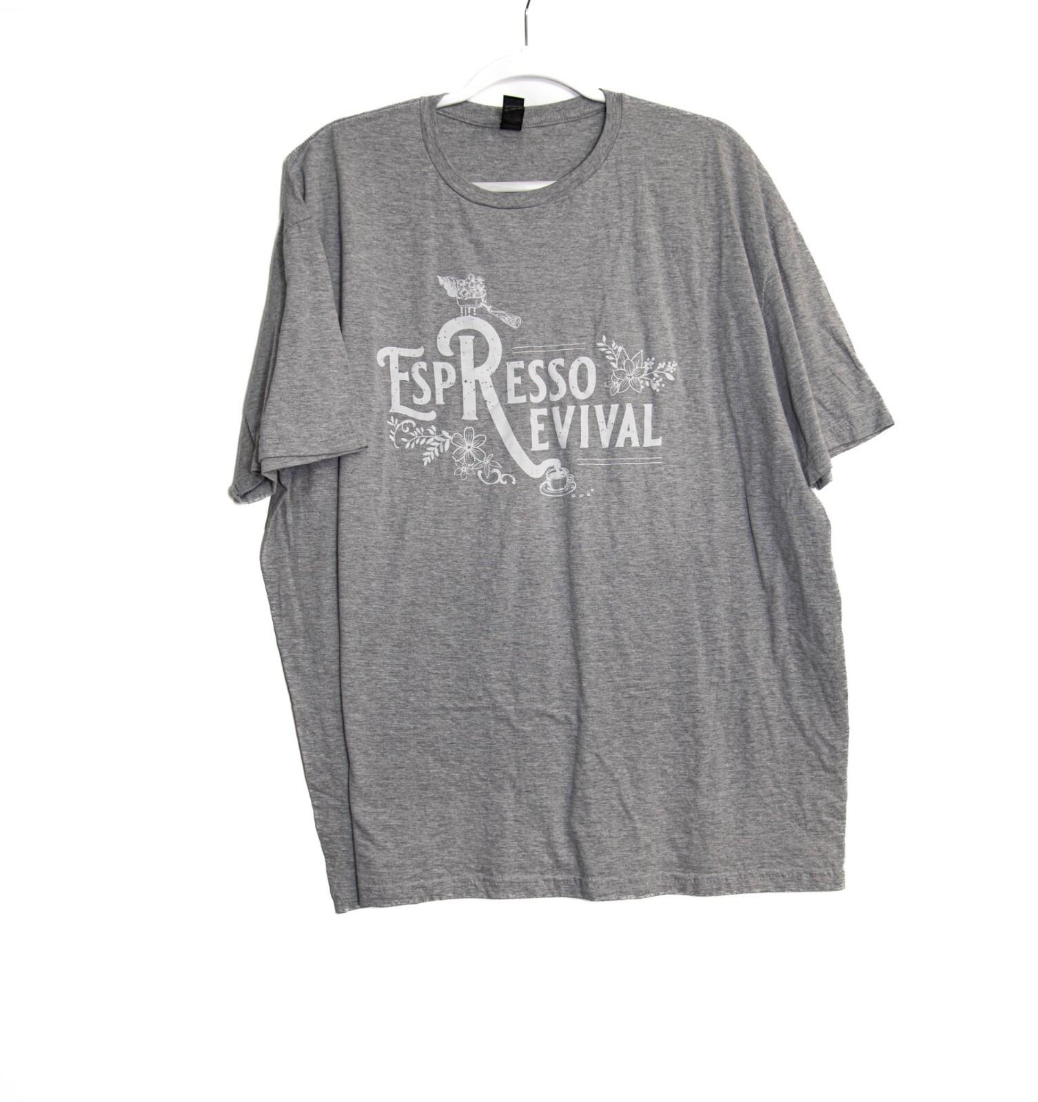 Espresso Revival Graphic T-Shirt Gray 2XL Comfortable Cotton Blend Crewneck Shor XXXL