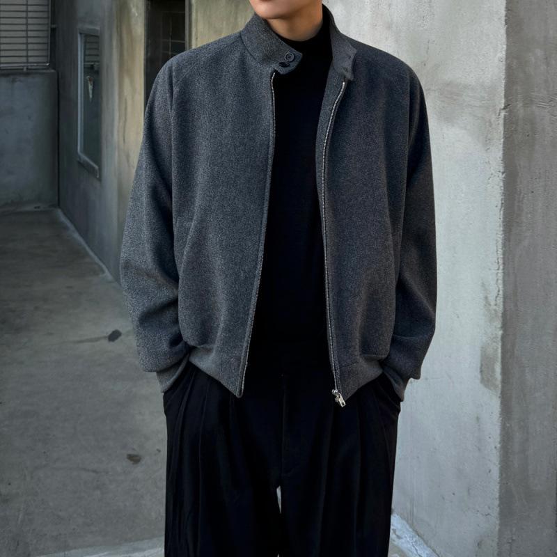 Light Mature Style Stand Collar Jacket Men's Autumn and Winter Thickened Top Korean Style Trendy High-end Casual Jacket