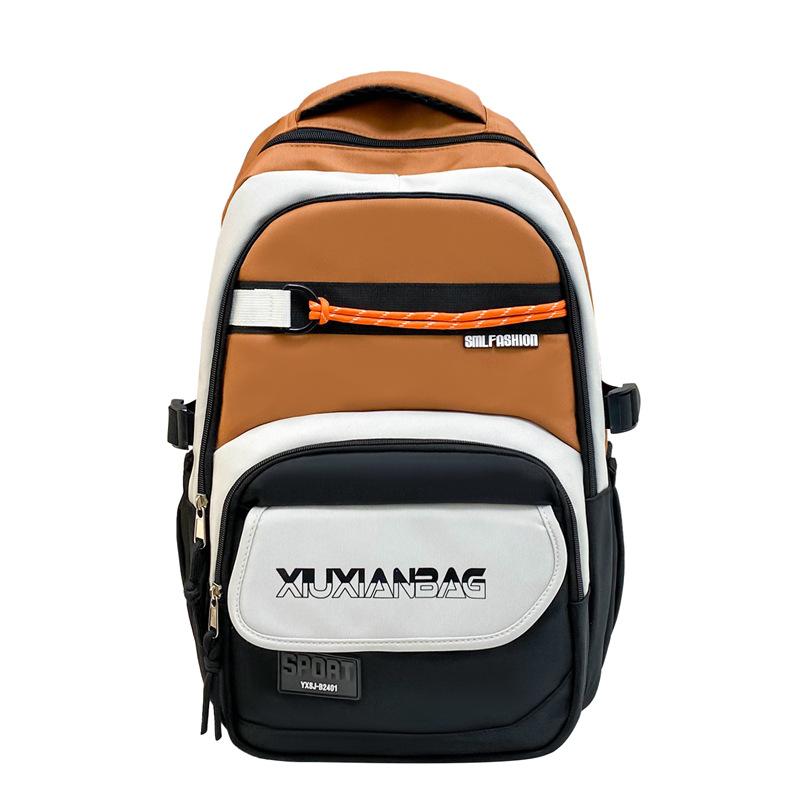 

Contrasting color large-capacity schoolbag trendy versatile travel computer backpack lightweight unisex casual backpack