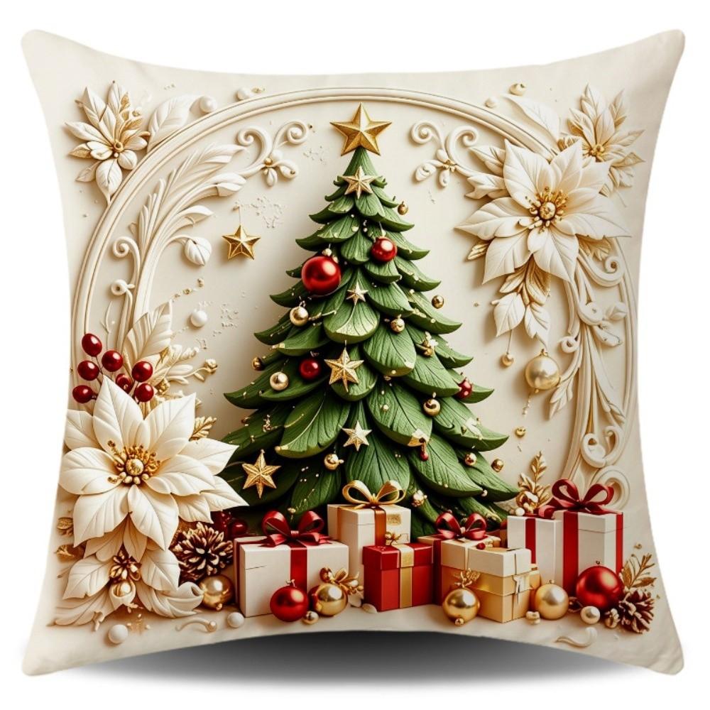 Soft Fabric Christmas Pillow Cover Square Sofa Pillow Case New Holiday Throw Cushion Home Decor