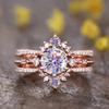 Huitan Gorgeous Rose Gold Color Cubic Zirconia Wedding Rings for Female Anniverary Gift New Luxury Trendy Women Jewelry