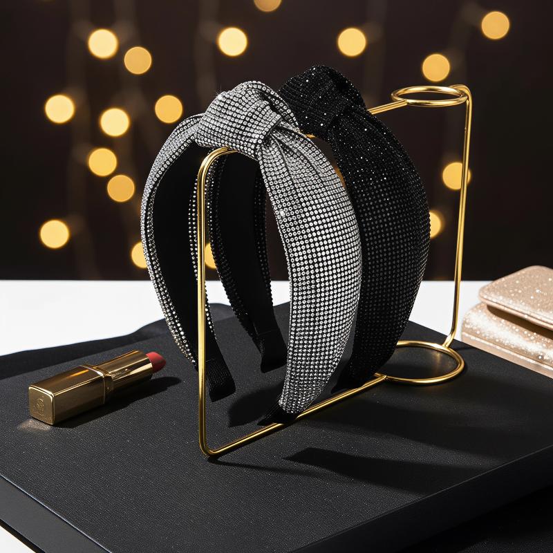 Retro Baroque Style Super Sparkling Full Diamond High Skull Knot Wide Edge Headband Hair Accessory For Women