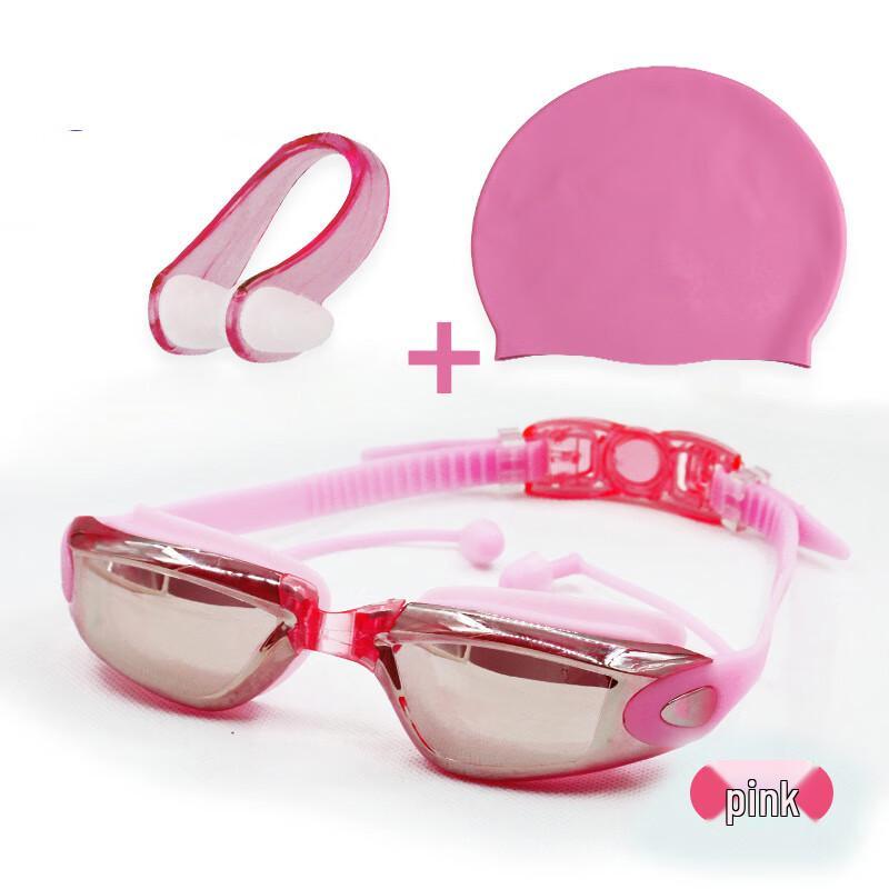 Adult Anti-fog Electroplated Swim Goggles Set