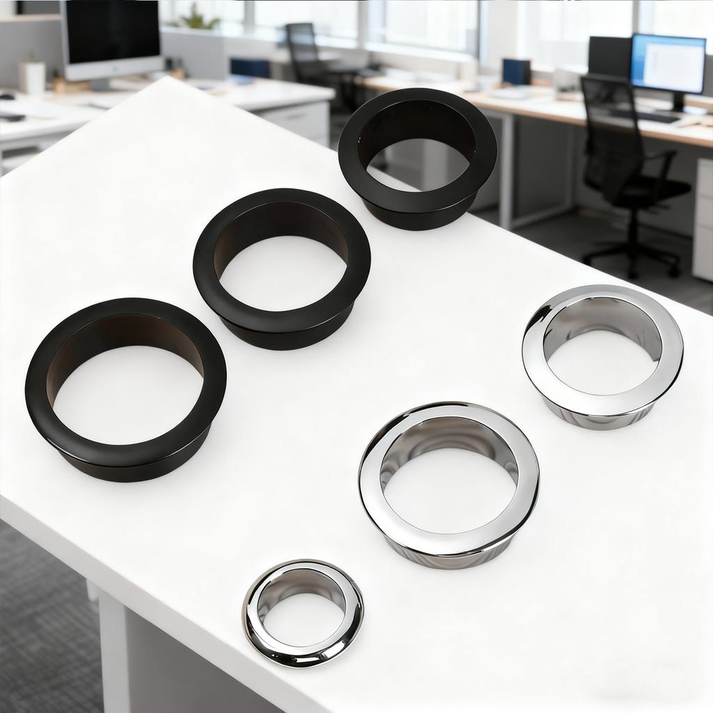 Zinc Alloy Computer Desk Cable Grommet Electric Wire Hole Cover Cabinet Vent Decorative Plug Cable Outlet Port Furniture Hardware