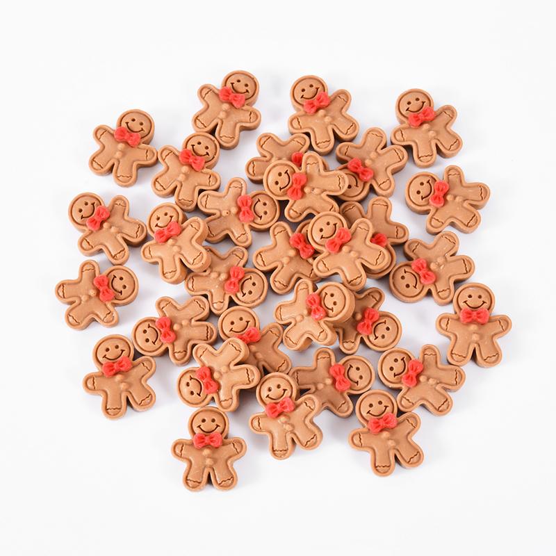 

10/20Pcs Christmas Gingerbread Man Resin Flatback Cabochon Figurine Scrapbook Xmas Decoration Ornaments DIY Jewelry Accessories 10pcs красный