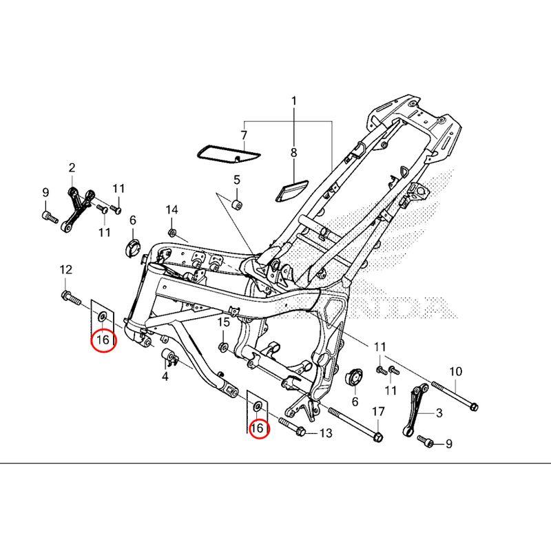 

Brand New & Original 19-24 Cb650r Cbr650r Frame Screws Engine Lifting Bracket Screws Shim No. 16 single