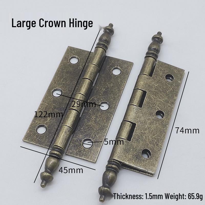 Flat Crown Hinges in Gold, Silver, Antique Bronze - Available in 1.5, 2, 3, & 4-inch Sizes